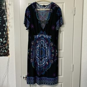 SNAP BOHO WESTERN MANDAL PRINT MIDI DRESS
